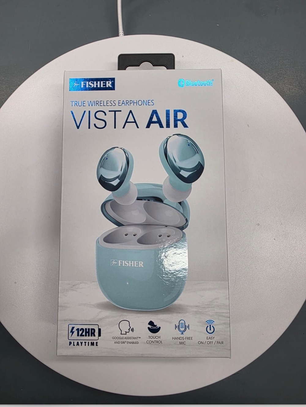 Fisher Vista Air True Wireless Earbuds in Light Blue